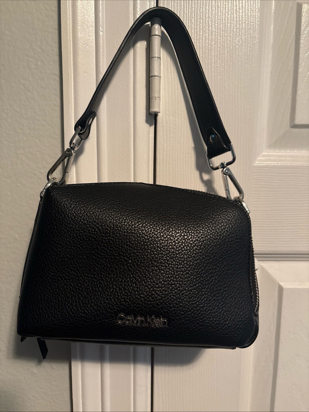 Calvin Klein Black Pebbled Mini Top-Handle Bag